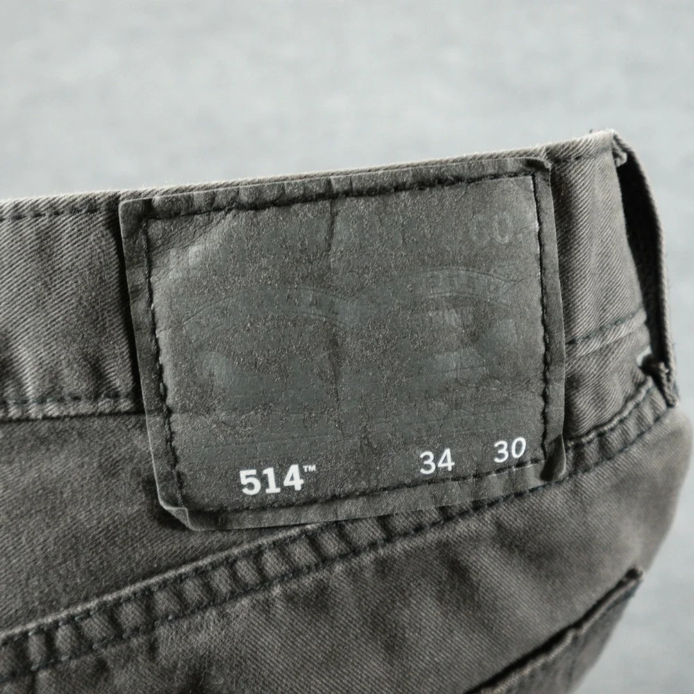 Levi's 514 Jeans Mens 34x30 Gray Straight Leg Cotton Twill Casual Classic